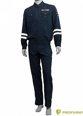 Костюм летний ДПС (куртка+2 брюк) с нашивками, ткань габардин