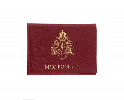 Обложка на удостоверение МЧС России+автодокументы натуральная кожа, цвет бордовый