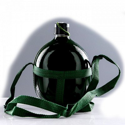 Фляга походная "Аdventure", 1100 мл, тёмно-зелёная, с чёрной крышкой, алюминий, 13.5 × 8 см