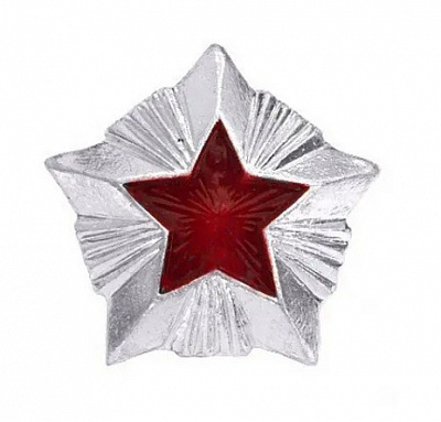 Звезда на погоны металлическая 14мм Роспотребнадзор с красной эмалью, серебро