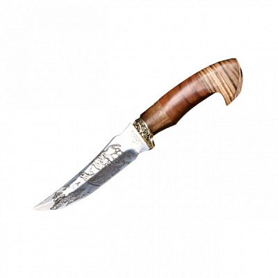 Нож охотничий Мастер К с гравировкой в чехле, деревянная рукоять, лезвие 14 см