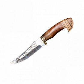 Нож охотничий Мастер К с гравировкой в чехле, деревянная рукоять, лезвие 14 см