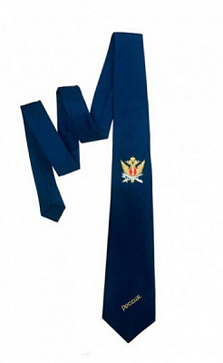 Галстук-Самовяз с вышивкой ФСИН серо-синий габардин