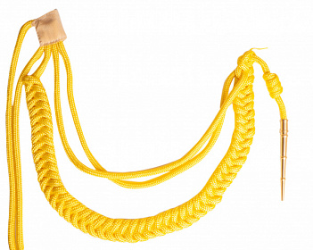 Аксельбант желтый шелк 1 наконечник 