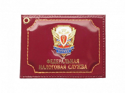 Обложка на удостоверение с эмблемой ФНС щит из натуральной кожи, цвет бордовый