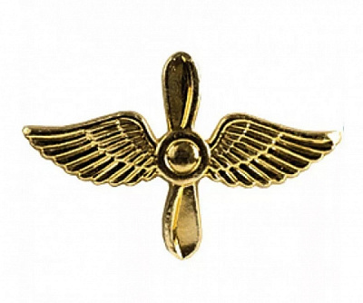 Эмблема петличная металлическая ВВС Авиация, золото