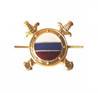 Эмблема на погоны металлическая Внутренняя служба МВД с эмалью, золото