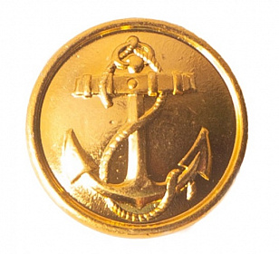 Пуговица металлическая 22 мм ВМФ якорь с ободком, золото