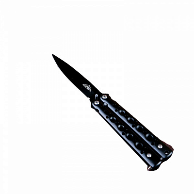 Нож складной (бабочка) лезвие spear-point 7,2см,рукоять 4 отверстия,черный 