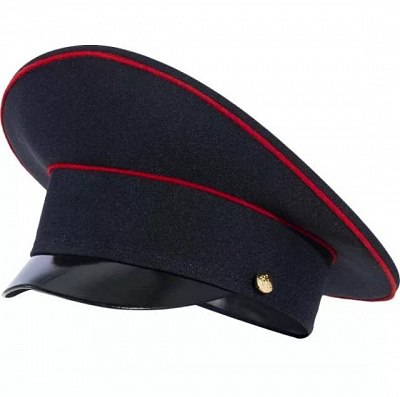 Фуражка Полиции повседневная иссиня-черного цвета, кант красный, высокая тулья
