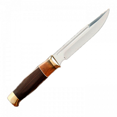 Нож охотничий Рагнар, рукоять дерево, с золотым кольцом, лезвие 15 см