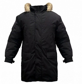 Куртка зимняя повседневная черного цвета, опушка иск.мех (Аляска) 