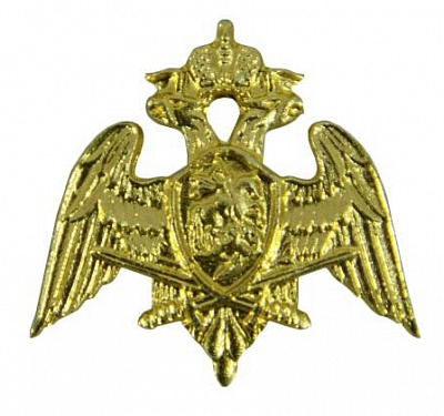 Эмблема петличная металлическая Росгвардия (орел, 2 меча), золото