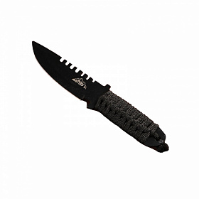 Нож в оплетке лезвие дуга с зазубринами 18 см металл 