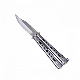 Нож складной (бабочка) Мастер К, лезвие 7,5 см, металлик, рукоять с отверстиями 9 см
